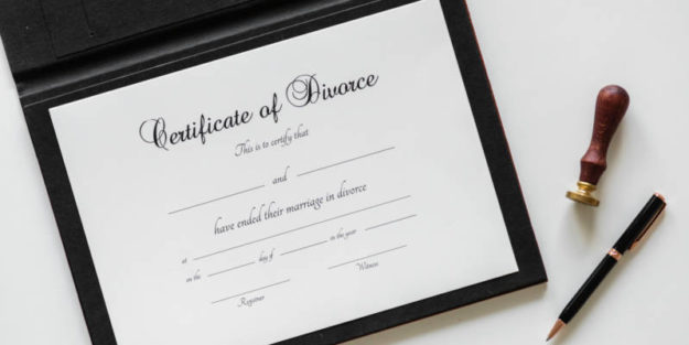 A Blank Certificate of Divorce at Hudack Law Estate Planning Attorney in Corona.
